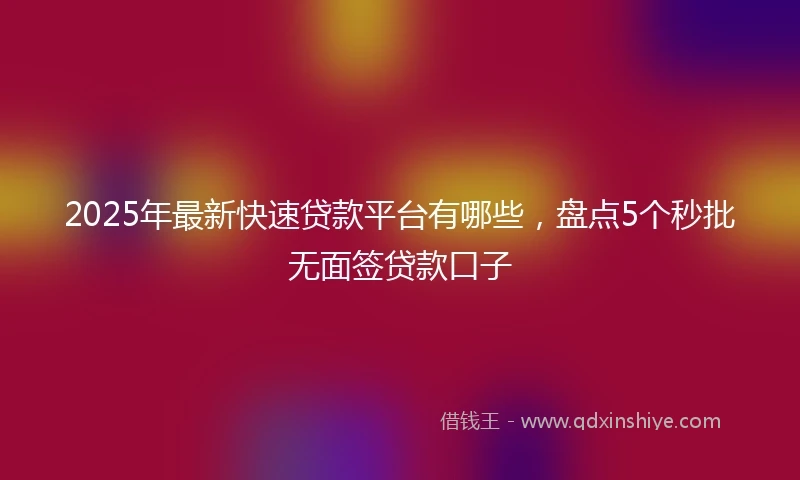 2025年最新快速贷款平台有哪些，盘点5个秒批无面签贷款口子