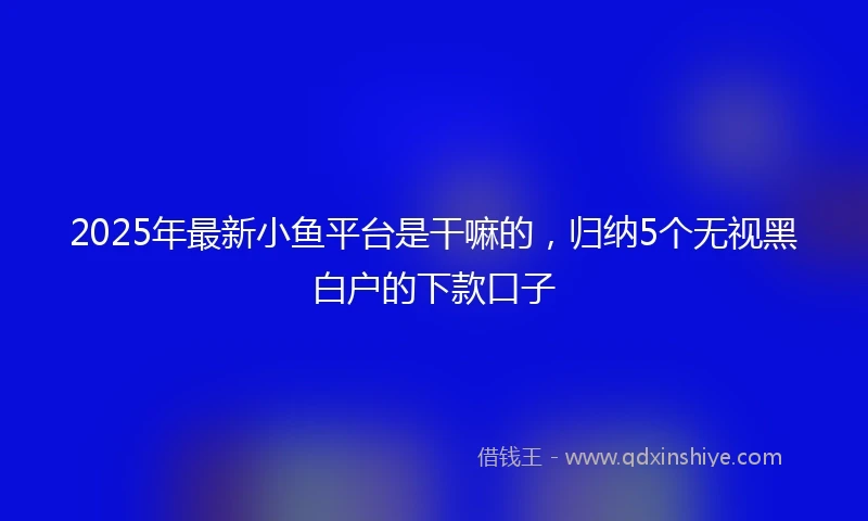 2025年最新小鱼平台是干嘛的，归纳5个无视黑白户的下款口子