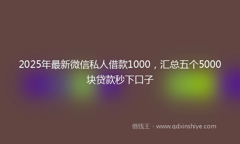 2025年最新微信私人借款1000，汇总五个5000块贷款秒下口子
