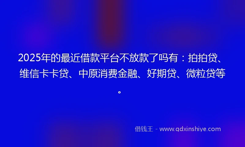 2025年的最近借款平台不放款了吗有：拍拍贷、维信卡卡贷、中原消费金融、好期贷、微粒贷等。