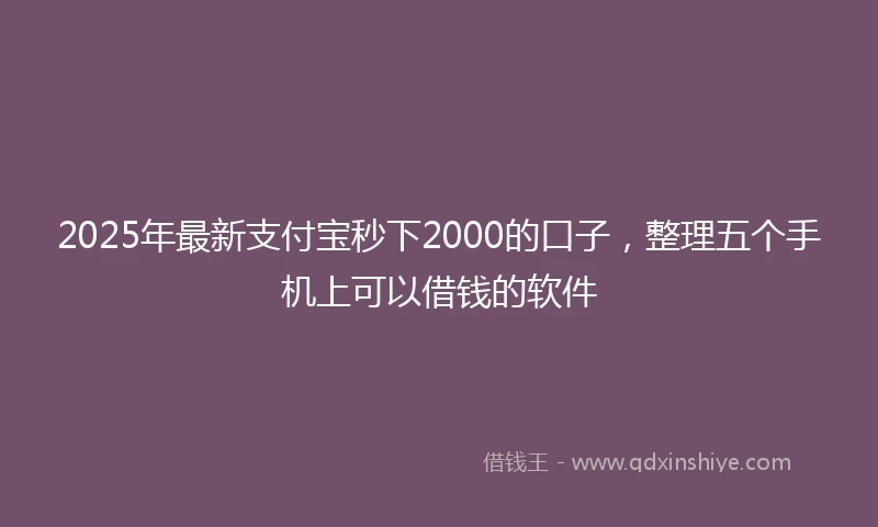 2025年最新支付宝秒下2000的口子，整理五个手机上可以借钱的软件