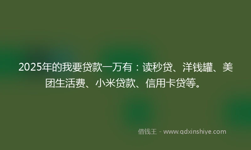2025年的我要贷款一万有：读秒贷、洋钱罐、美团生活费、小米贷款、信用卡贷等。