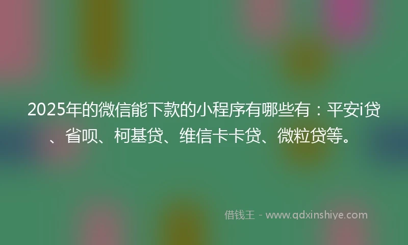 2025年的微信能下款的小程序有哪些有：平安i贷、省呗、柯基贷、维信卡卡贷、微粒贷等。