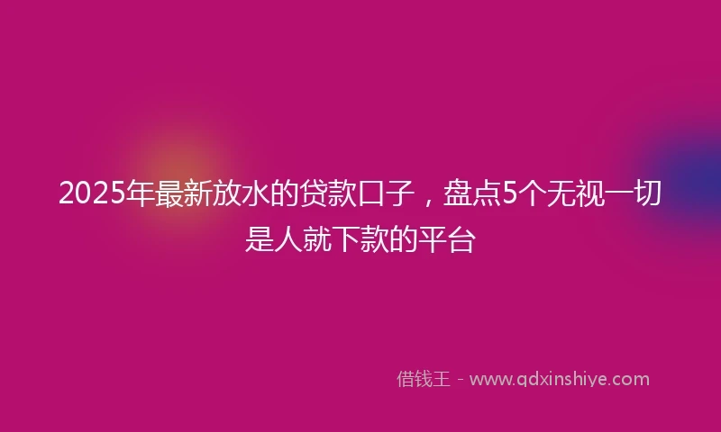 2025年最新放水的贷款口子，盘点5个无视一切是人就下款的平台