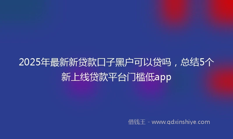 2025年最新新贷款口子黑户可以贷吗，总结5个新上线贷款平台门槛低app