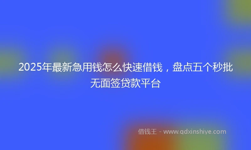 2025年最新急用钱怎么快速借钱，盘点五个秒批无面签贷款平台