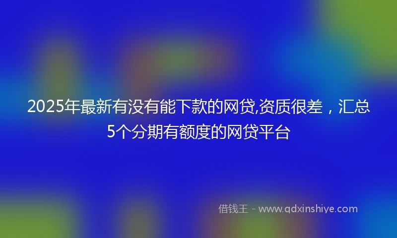 2025年最新有没有能下款的网贷,资质很差，汇总5个分期有额度的网贷平台