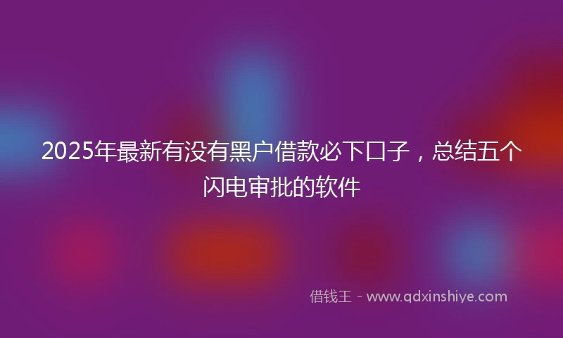 2025年最新有没有黑户借款必下口子，总结五个闪电审批的软件