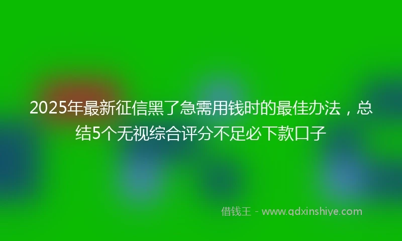 2025年最新征信黑了急需用钱时的最佳办法，总结5个无视综合评分不足必下款口子