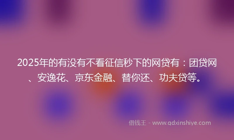 2025年的有没有不看征信秒下的网贷有：团贷网、安逸花、京东金融、替你还、功夫贷等。