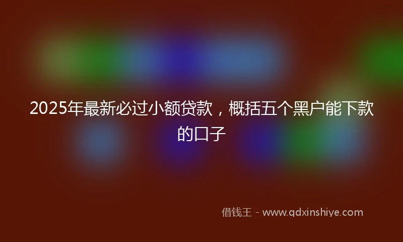 2025年最新必过小额贷款，概括五个黑户能下款的口子