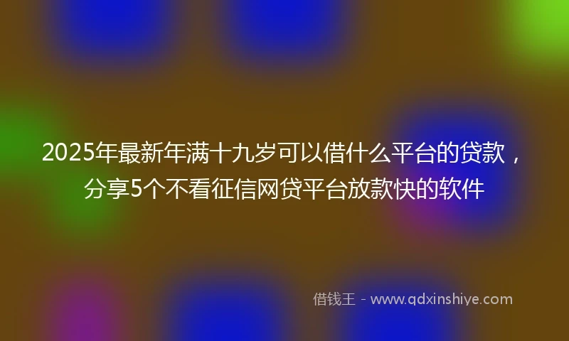 2025年最新年满十九岁可以借什么平台的贷款，分享5个不看征信网贷平台放款快的软件