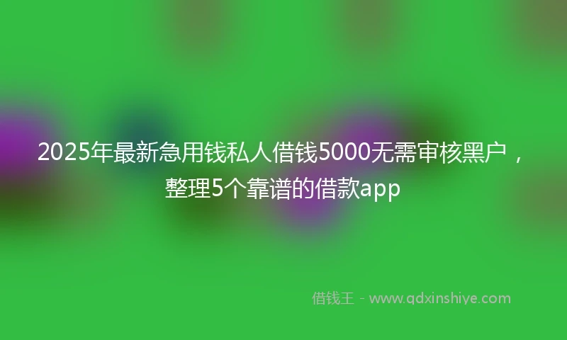 2025年最新急用钱私人借钱5000无需审核黑户，整理5个靠谱的借款app