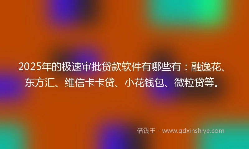 2025年的极速审批贷款软件有哪些有：融逸花、东方汇、维信卡卡贷、小花钱包、微粒贷等。