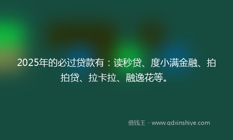 2025年的必过贷款有：读秒贷、度小满金融、拍拍贷、拉卡拉、融逸花等。
