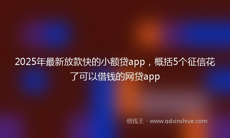 2025年最新放款快的小额贷app，概括5个征信花了可以借钱的网贷app