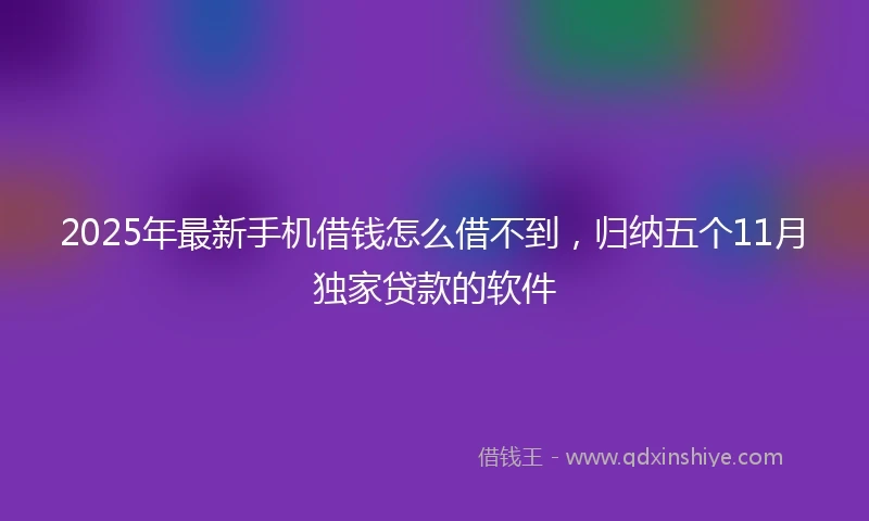 2025年最新手机借钱怎么借不到，归纳五个11月独家贷款的软件