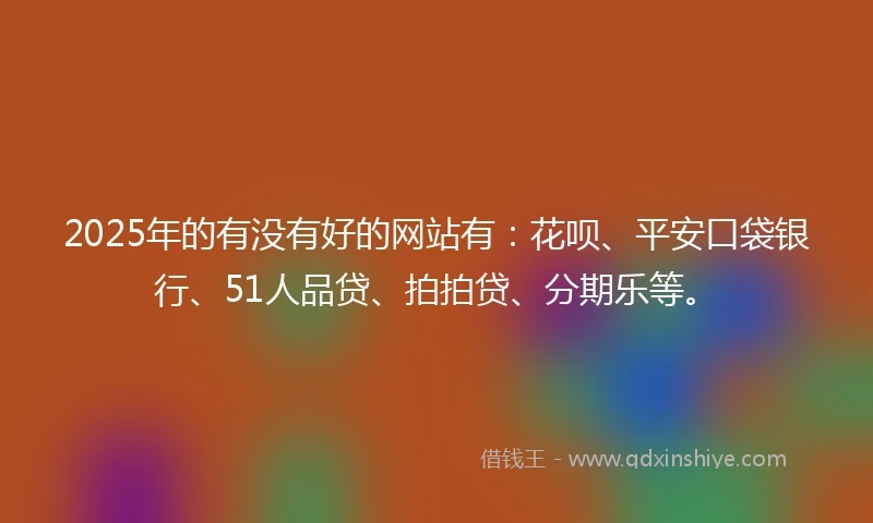 2025年的有没有好的网站有：花呗、平安口袋银行、51人品贷、拍拍贷、分期乐等。