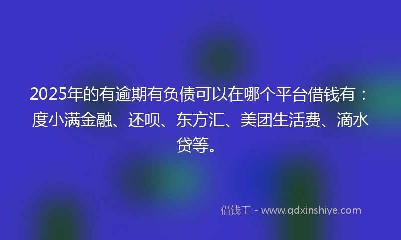 2025年的有逾期有负债可以在哪个平台借钱有：度小满金融、还呗、东方汇、美团生活费、滴水贷等。