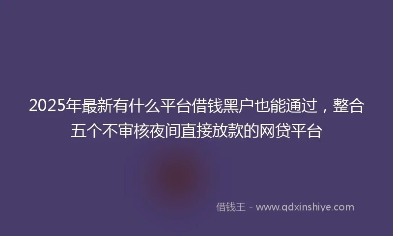 2025年最新有什么平台借钱黑户也能通过，整合五个不审核夜间直接放款的网贷平台