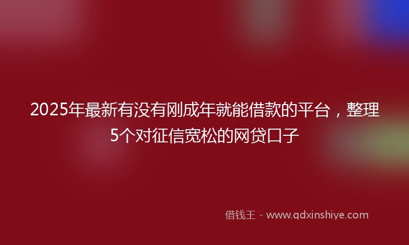 2025年最新有没有刚成年就能借款的平台，整理5个对征信宽松的网贷口子