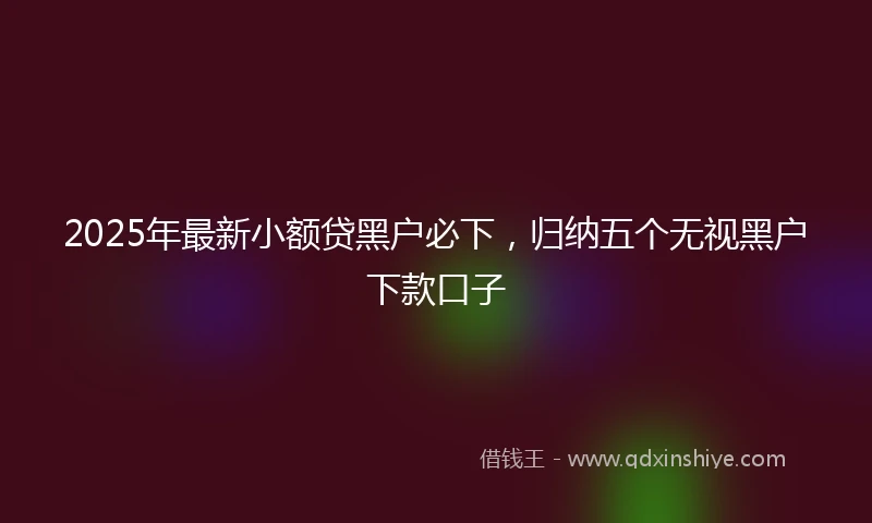 2025年最新小额贷黑户必下，归纳五个无视黑户下款口子