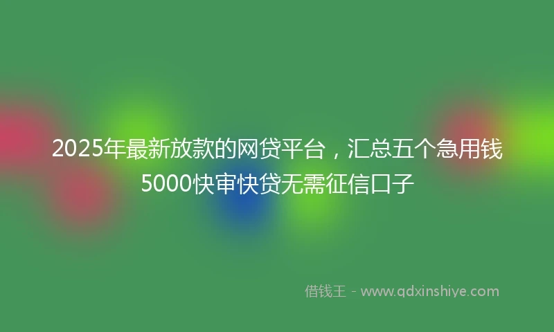 2025年最新放款的网贷平台，汇总五个急用钱5000快审快贷无需征信口子