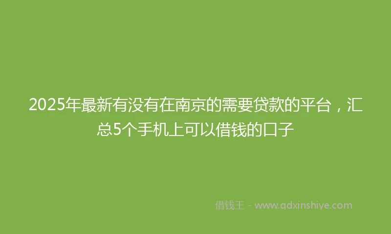 2025年最新有没有在南京的需要贷款的平台，汇总5个手机上可以借钱的口子