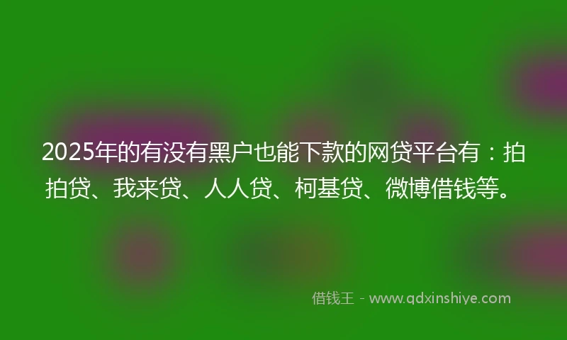 2025年的有没有黑户也能下款的网贷平台有：拍拍贷、我来贷、人人贷、柯基贷、微博借钱等。