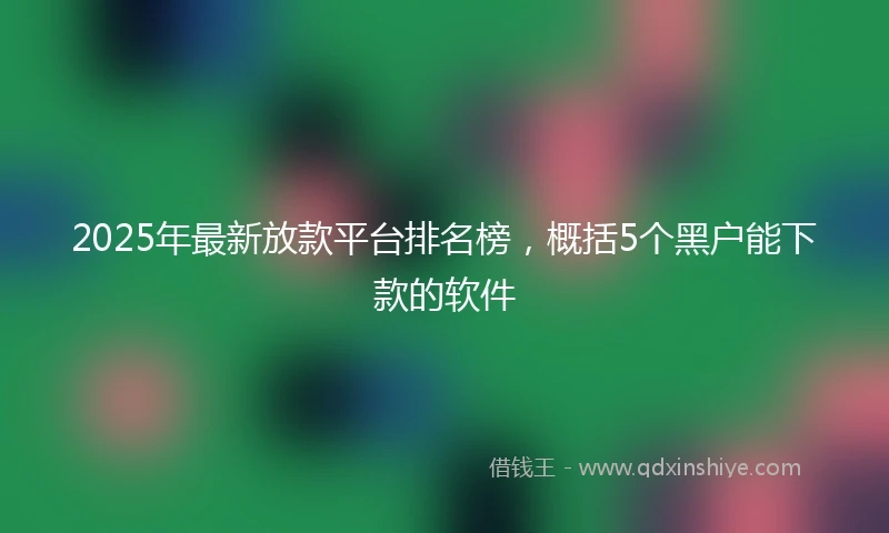 2025年最新放款平台排名榜，概括5个黑户能下款的软件