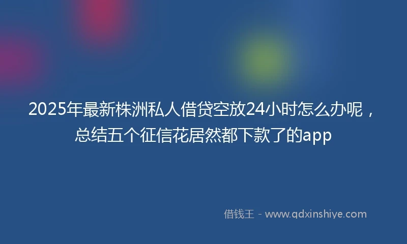 2025年最新株洲私人借贷空放24小时怎么办呢，总结五个征信花居然都下款了的app