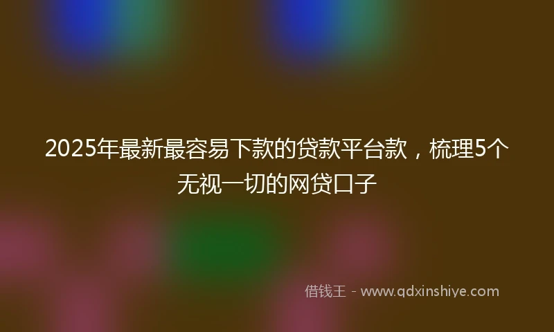 2025年最新最容易下款的贷款平台款，梳理5个无视一切的网贷口子