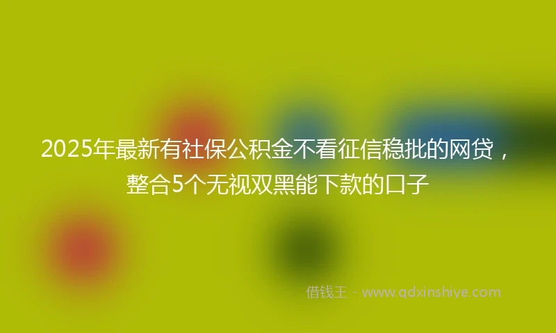 2025年最新有社保公积金不看征信稳批的网贷，整合5个无视双黑能下款的口子