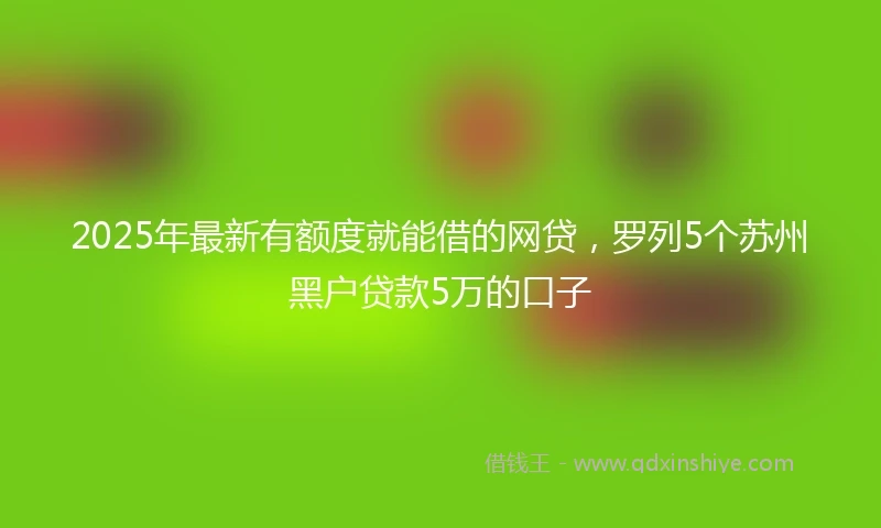 2025年最新有额度就能借的网贷，罗列5个苏州黑户贷款5万的口子
