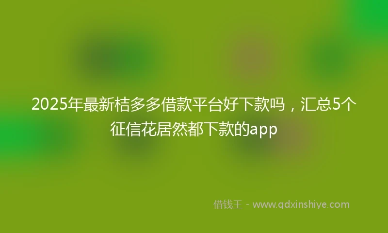 2025年最新桔多多借款平台好下款吗，汇总5个征信花居然都下款的app