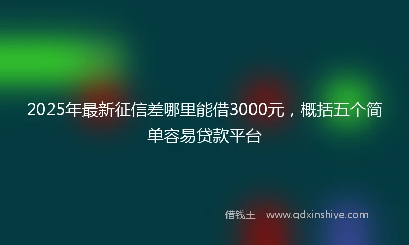 2025年最新征信差哪里能借3000元，概括五个简单容易贷款平台