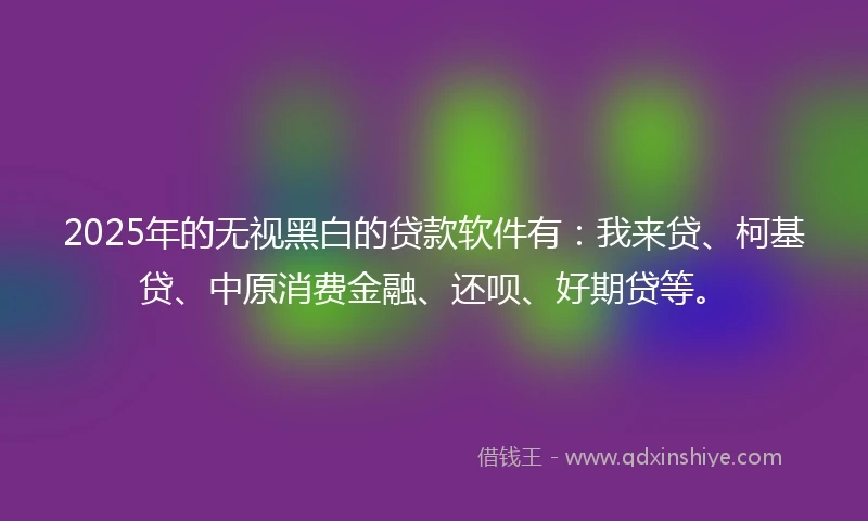 2025年的无视黑白的贷款软件有：我来贷、柯基贷、中原消费金融、还呗、好期贷等。