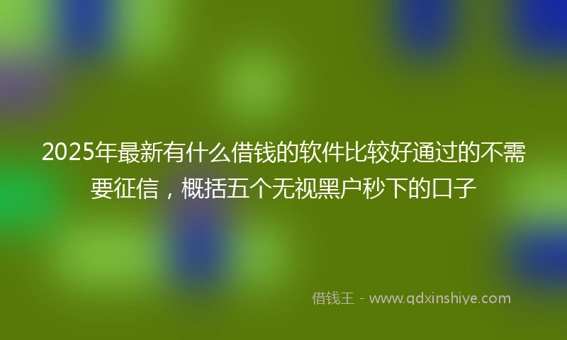 2025年最新有什么借钱的软件比较好通过的不需要征信，概括五个无视黑户秒下的口子