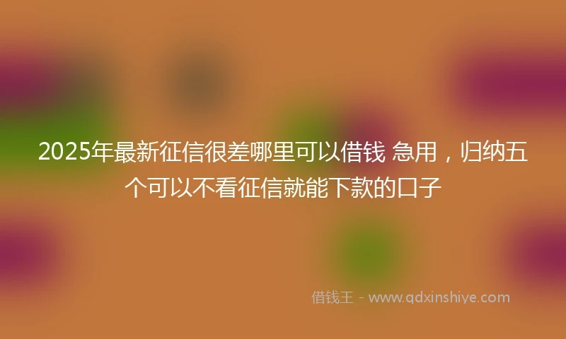 2025年最新征信很差哪里可以借钱 急用，归纳五个可以不看征信就能下款的口子