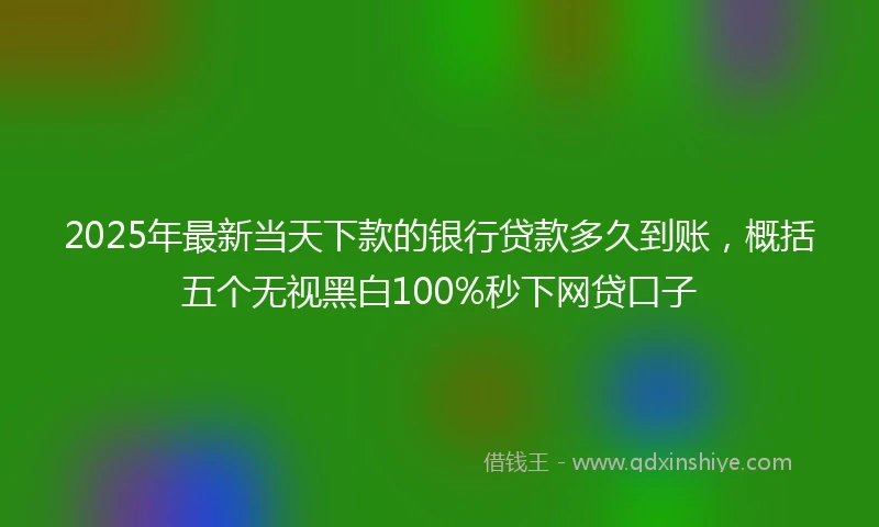 2025年最新当天下款的银行贷款多久到账，概括五个无视黑白100%秒下网贷口子