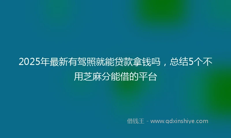 2025年最新有驾照就能贷款拿钱吗，总结5个不用芝麻分能借的平台