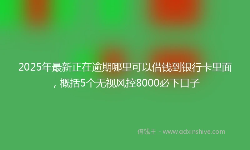 2025年最新正在逾期哪里可以借钱到银行卡里面，概括5个无视风控8000必下口子