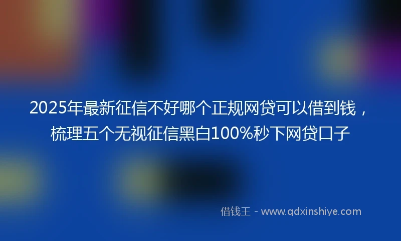 2025年最新征信不好哪个正规网贷可以借到钱，梳理五个无视征信黑白100%秒下网贷口子