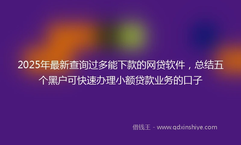 2025年最新查询过多能下款的网贷软件，总结五个黑户可快速办理小额贷款业务的口子