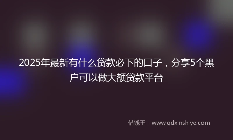 2025年最新有什么贷款必下的口子，分享5个黑户可以做大额贷款平台