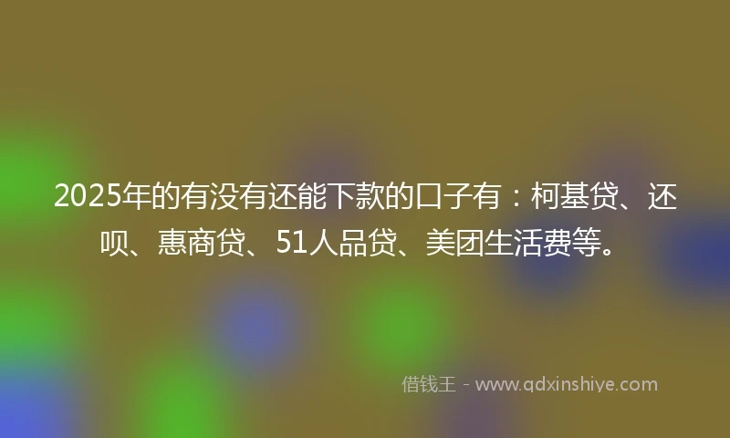 2025年的有没有还能下款的口子有：柯基贷、还呗、惠商贷、51人品贷、美团生活费等。