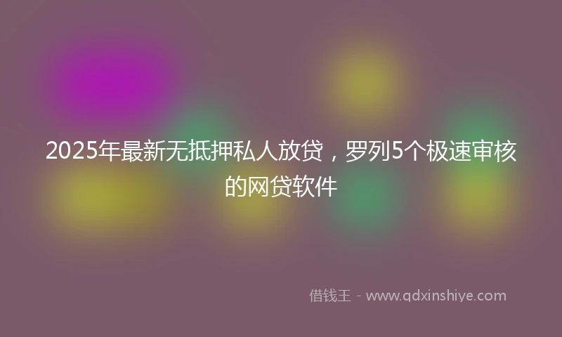 2025年最新无抵押私人放贷，罗列5个极速审核的网贷软件
