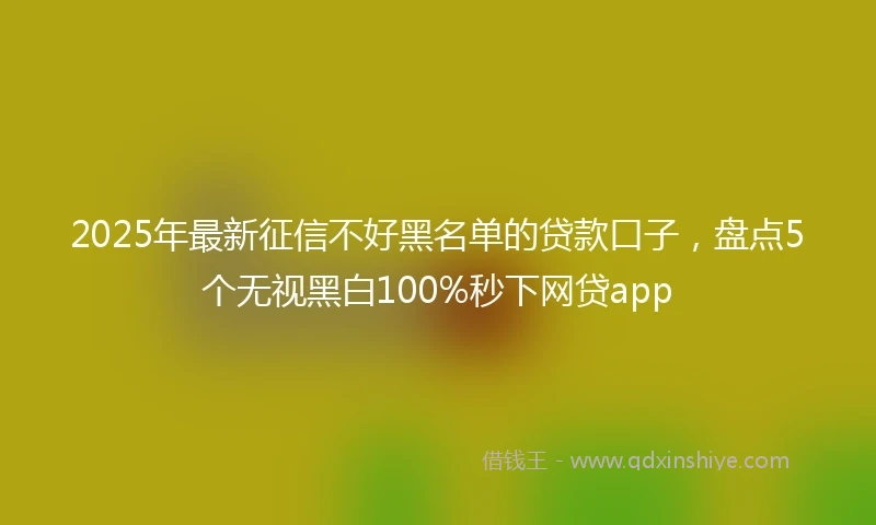 2025年最新征信不好黑名单的贷款口子，盘点5个无视黑白100%秒下网贷app