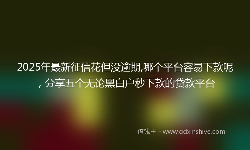 2025年最新征信花但没逾期,哪个平台容易下款呢，分享五个无论黑白户秒下款的贷款平台