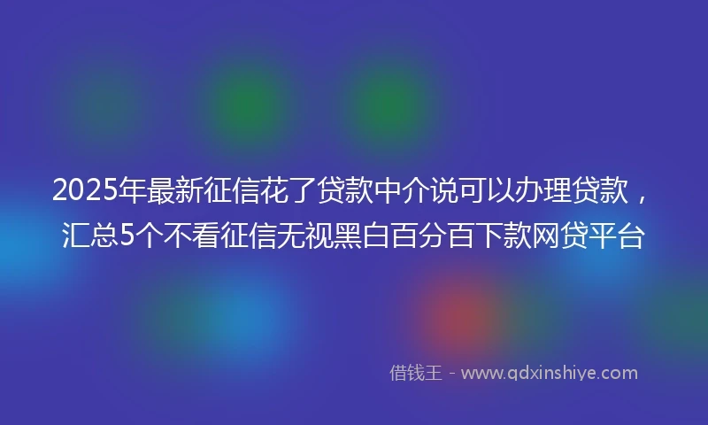 2025年最新征信花了贷款中介说可以办理贷款，汇总5个不看征信无视黑白百分百下款网贷平台